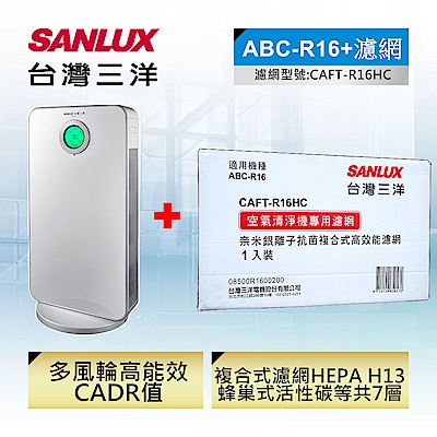 (組合)SANLUX 台灣三洋16坪清淨機+濾網ABC-R16.CAFT-R16HC