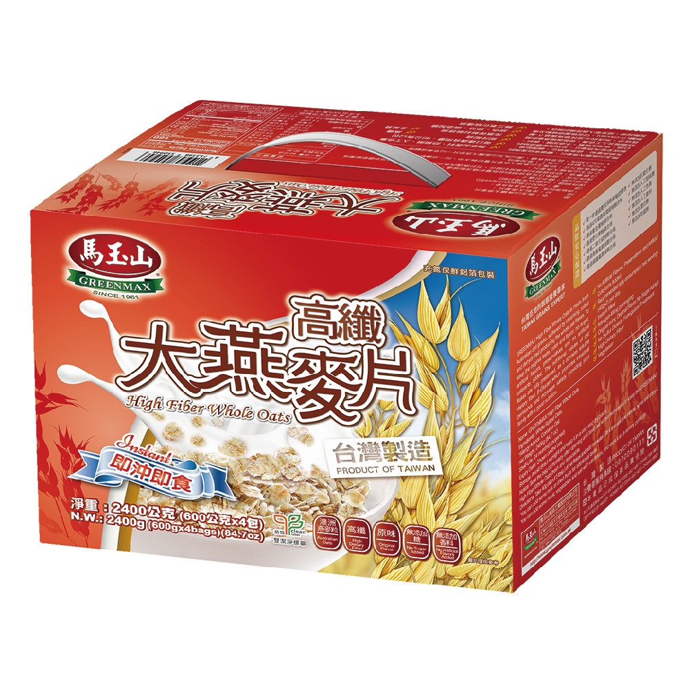 【馬玉山】高纖大燕麥片600g×4pcs(盒)