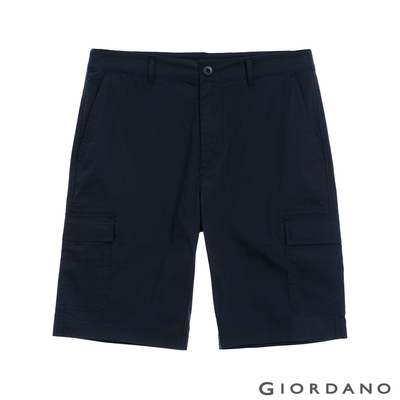 GIORDANO 男裝快乾涼感工裝卡其短褲 - 66 標誌海軍藍