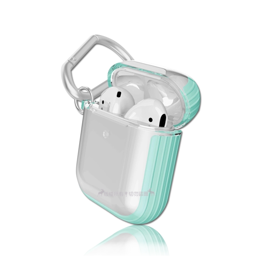 X-Doria 刀鋒 Airpods 1/2代通用 輕翼糖果色 抗震保護殼套(薄荷綠) 附掛勾