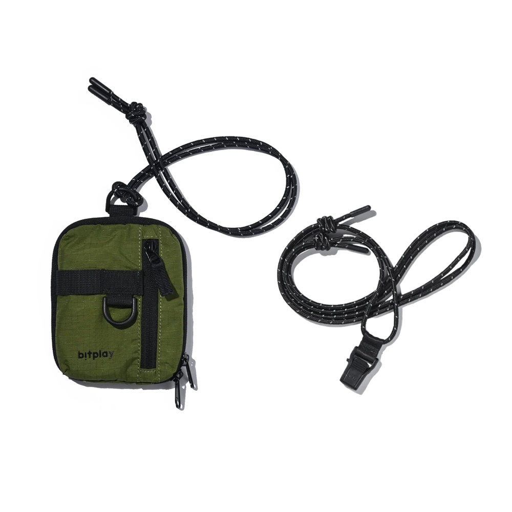 【bitplay】 Essential Pouch 機能小包 V2(含頸掛繩)- 軍綠色+ 6mm撞色掛繩組/掛包 /輕量 /防潑水 /口袋包 /錢包 /戶外 /潮流 /頸掛/掛脖