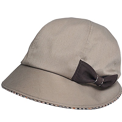 DAKS 日本製抗UV科技纖維格紋蝴蝶結遮陽帽(駝色)