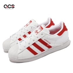 adidas 休閒鞋 Superstar J 大童鞋 女鞋 白 紅 貝殼頭 三葉草 愛迪達 GY9326