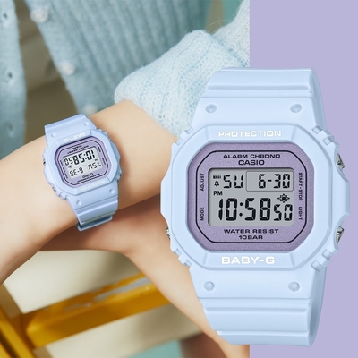 CASIO 卡西歐 BABY-G 春季色彩方形女錶電子錶 迎春好禮-紫丁香 BGD-565SC-2