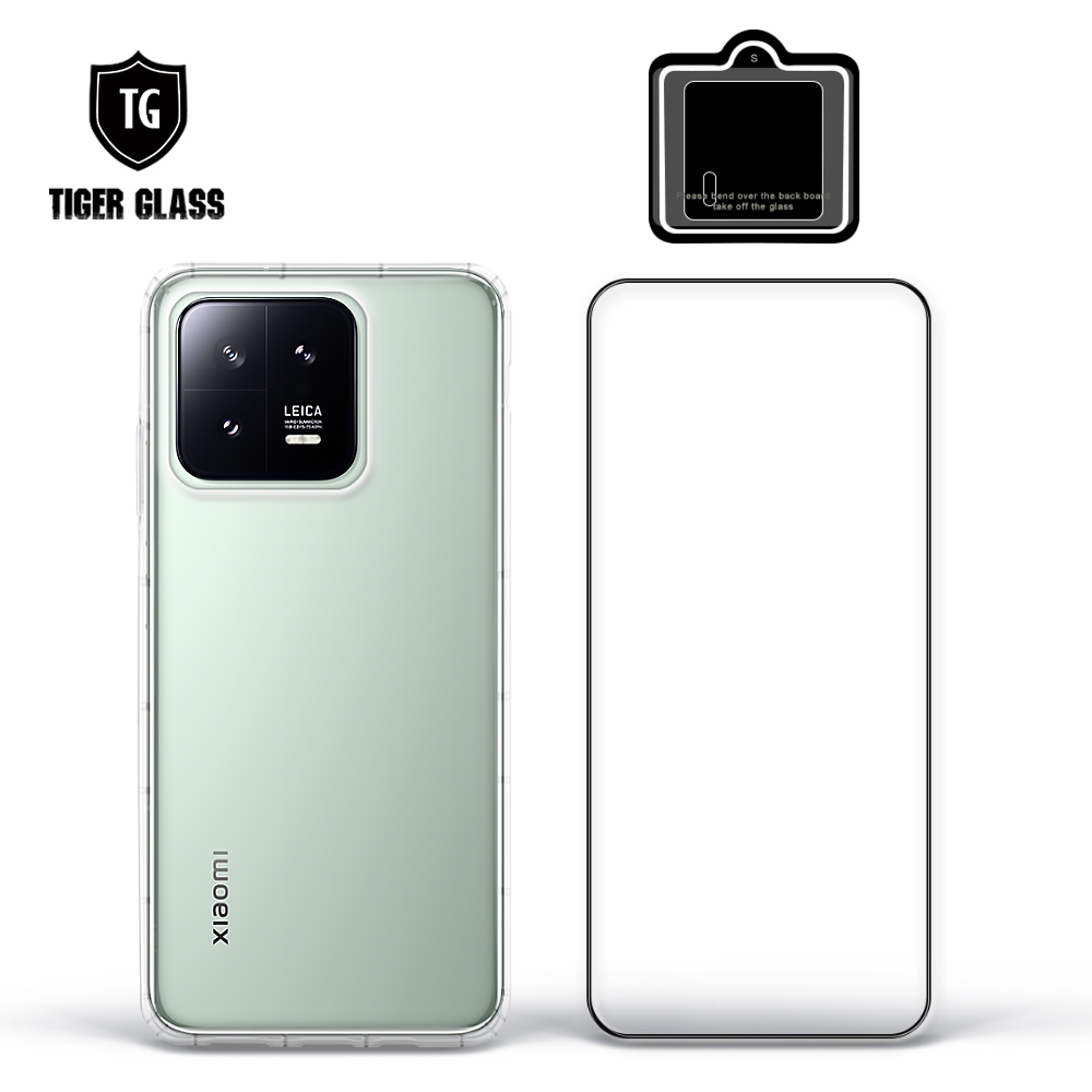 T.G MI 小米 13 手機保護超值3件組(透明空壓殼+鋼化膜+鏡頭貼)