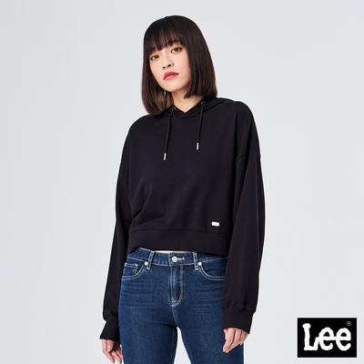 Lee 女款 短版連帽大學T/厚T 黑