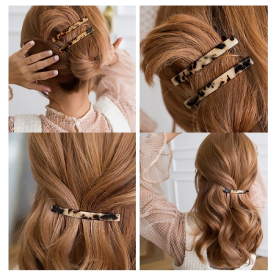 梨花HaNA 韓國玳瑁豹紋．時髦韻味一字髮夾