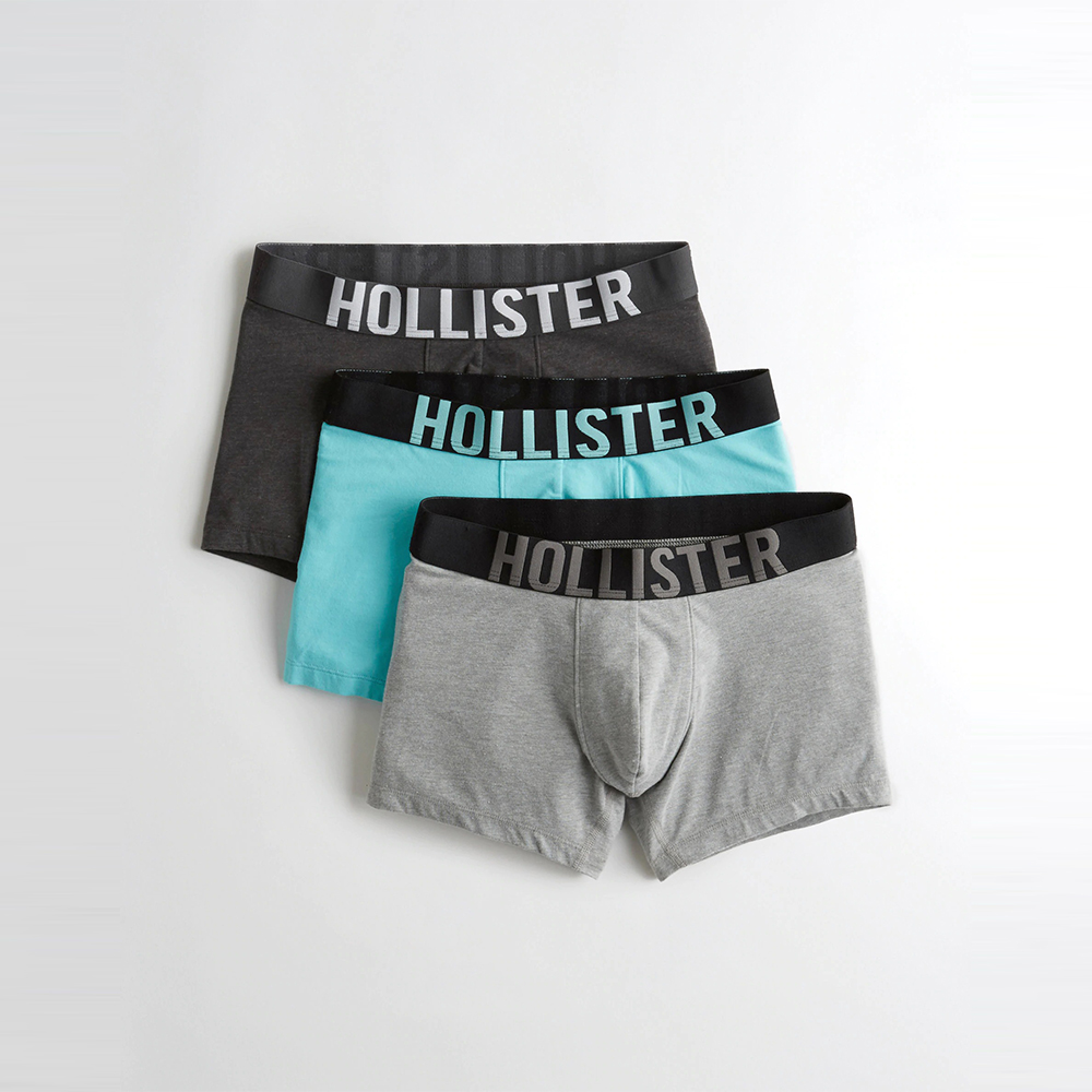 海鷗 Hollister 印刷經典標誌舒適彈性平口內褲(三件組)-混色