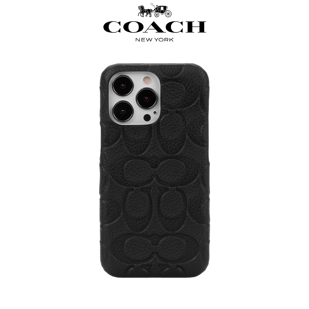【COACH】iPhone 14 精品手機殼 黑色經典大C
