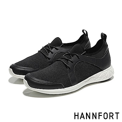 HANNFORT ICE編織網布流線休閒鞋-男-動感黑