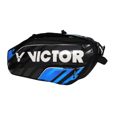 VICTOR 6支裝羽拍包-後背包 雙肩包 肩背包 裝備袋 球拍袋 羽球 勝利 BR9213CF 黑銀藍