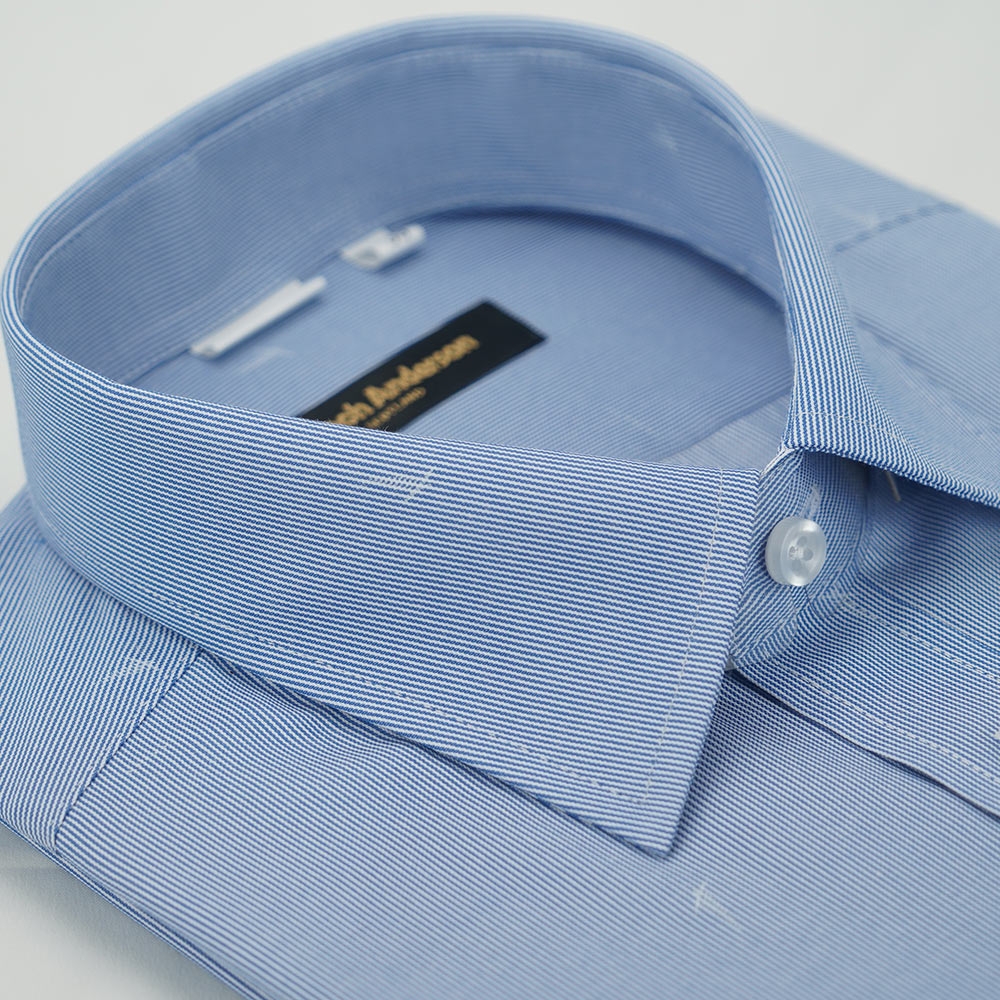 金安德森 藍色細條紋窄版短袖襯衫
