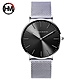 HANNAH MARTIN 極簡良品無秒針設計腕錶-黑錶盤x銀色刻度/40mm (HM-MX-H-WYY) product thumbnail 1