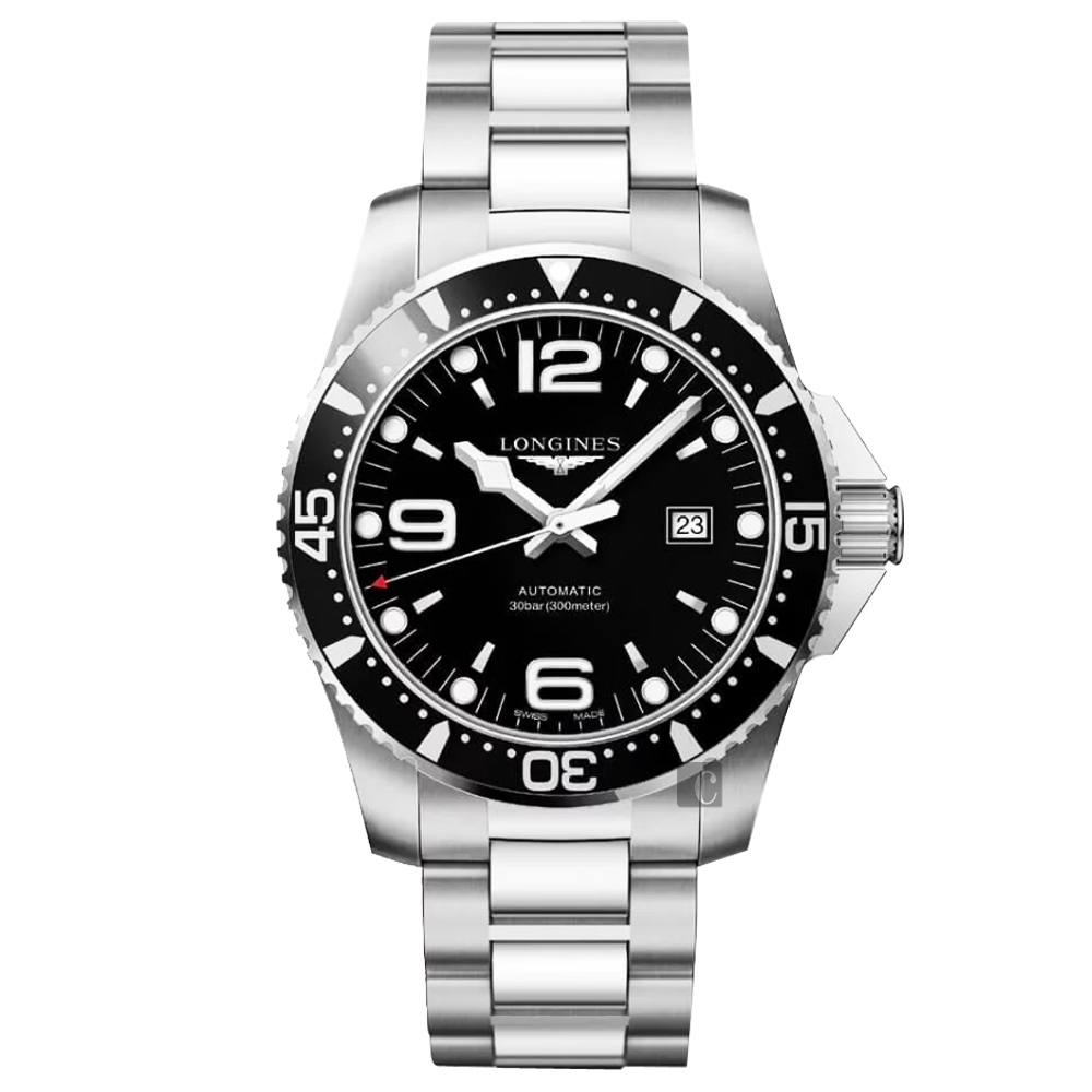 LONGINES 浪琴 官方授權 征服者300米潛水64小時動力儲存機械錶-黑/44mm L3.841.4.56.6