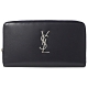 YSL Saint Laurent金屬LOGO滑面牛皮ㄇ字拉鍊對開長夾(深藍) product thumbnail 1