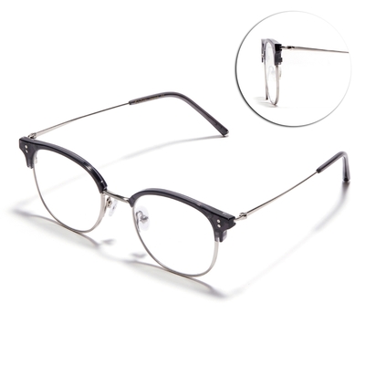 CARIN 眉框方框光學眼鏡 NewJeans代言/透黑 銀#ALEX S+ C2