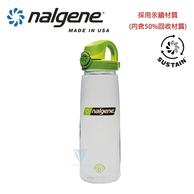 美國nalgene 650cc otf運動型水壼 透明/綠蓋 (sustain) ngn5565-2424