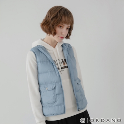 GIORDANO  女裝立領輕薄羽絨背心 - 02 白令海藍