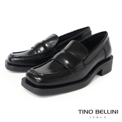 Tino Bellini 義大利進口全真皮方頭低跟樂福鞋FYLV033(黑色)