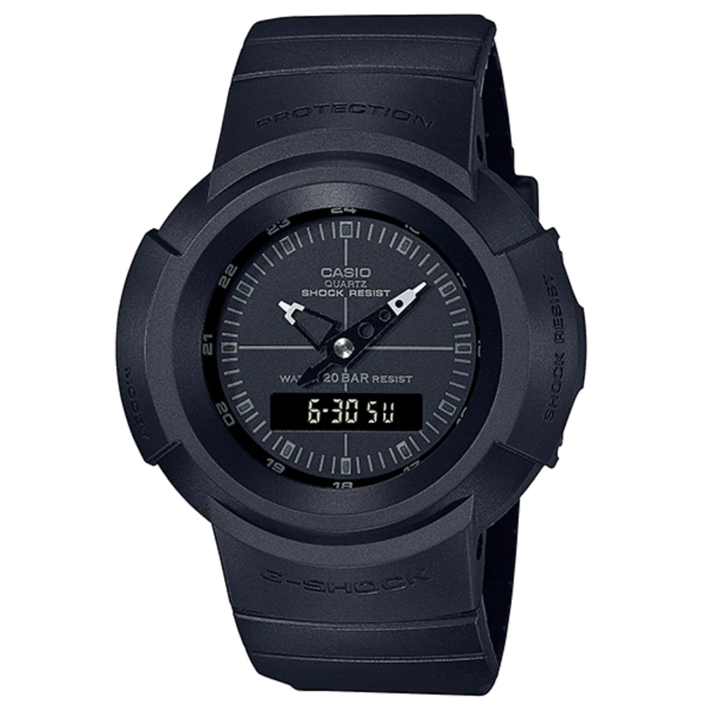 CASIO 經典造型復刻消光質感雙顯錶-黑(AW-500BB-1E)/47.7mm