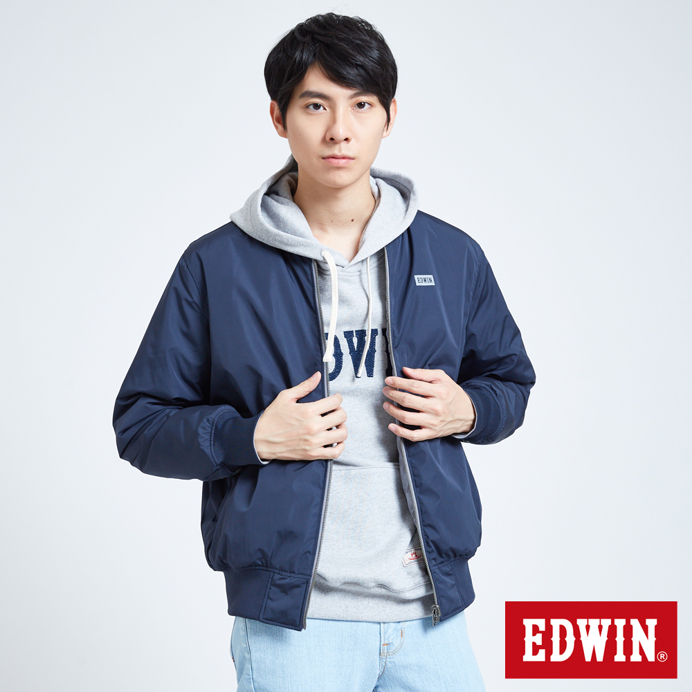 EDWIN 潮流機能 雙面穿反光舖棉外套-男-丈青