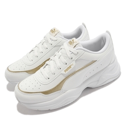 Puma 休閒鞋 Cilia Mode Lux 女鞋 簡約 金邊 厚底增高 緩震 白 金 375732-02