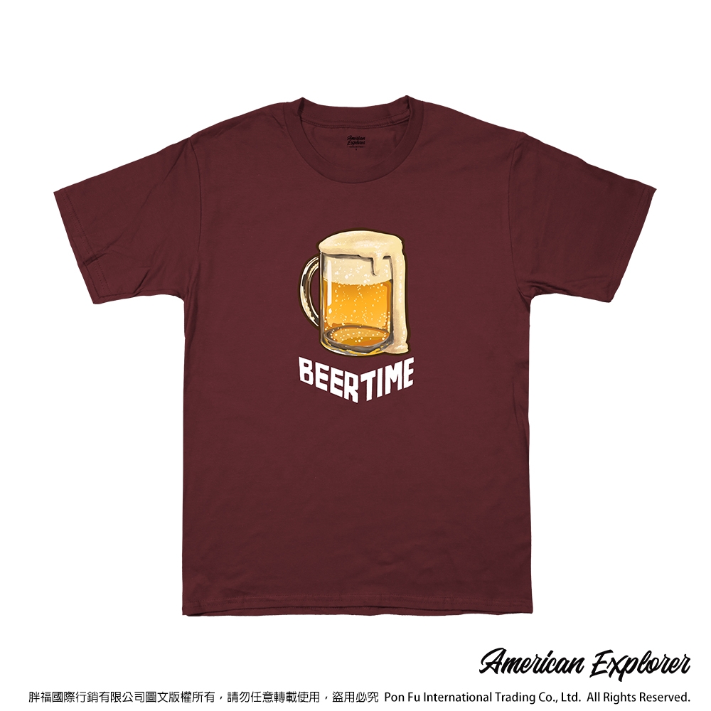 American Explorer 美國探險家 印花T恤(客製商品無法退換) 圓領 美國棉 T-Shirt 獨家設計款 棉質 短袖 - 啤酒時刻