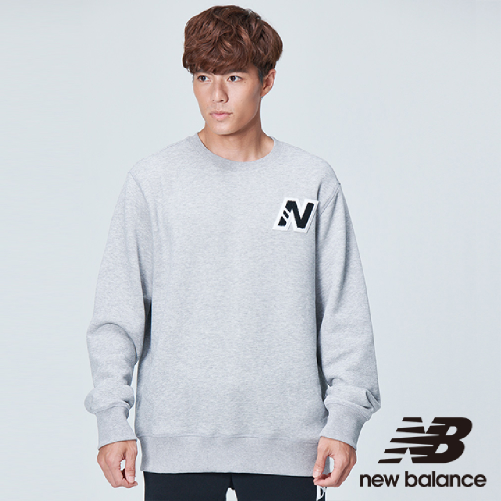 New Balance LOGO圓領刷毛長袖上衣 MT83555AG 男 淺灰