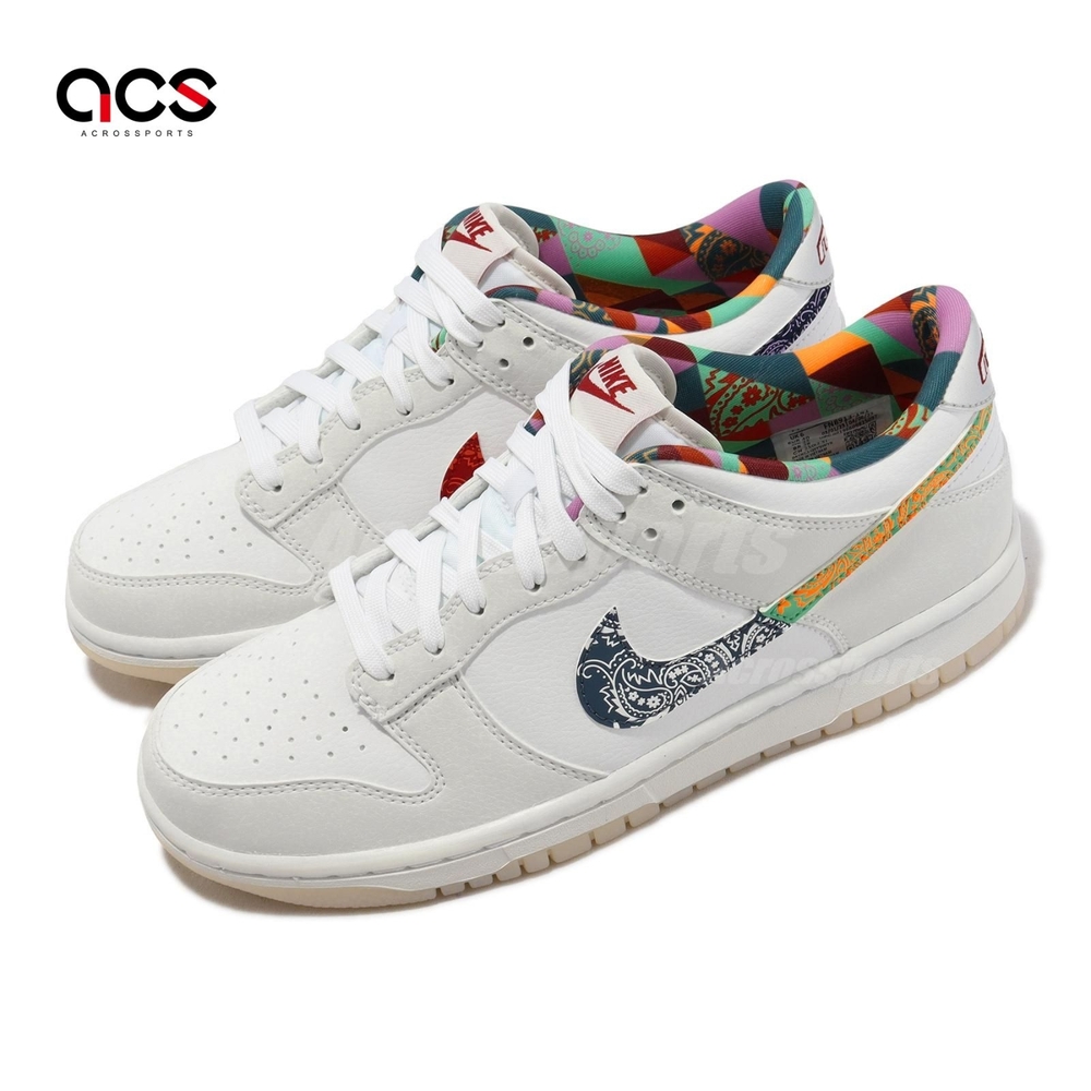 Nike Dunk Low GS 大童鞋女鞋變形蟲腰果花佩斯利彩色米白休閒鞋FN8913