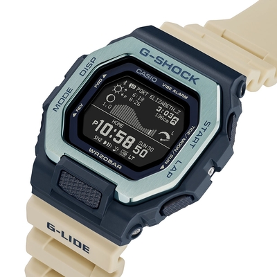 CASIO卡西歐 G-SHOCK 藍牙 衝浪運動 雙重材質錶圈 運動系列 GBX-100TT-2_46mm