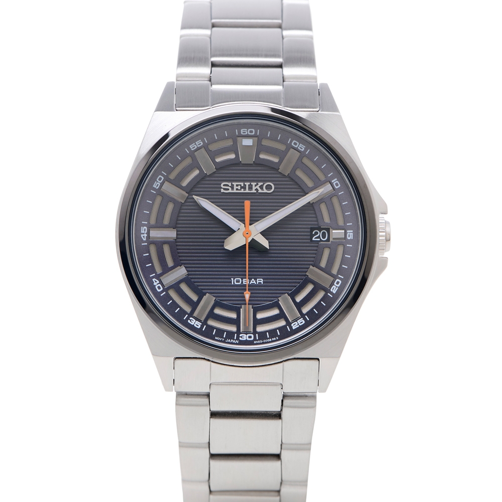 SEIKO CS系列 橫線紋路設計不鏽鋼錶帶手錶(SUR507P1)-灰黑色面X銀色/40mm