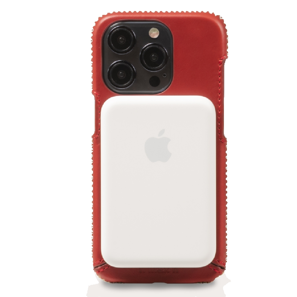 【n max n 台灣設計品牌】iPhone15 Pro 經典系列 - 全包覆式磁吸手機皮革套 - 辣椒紅