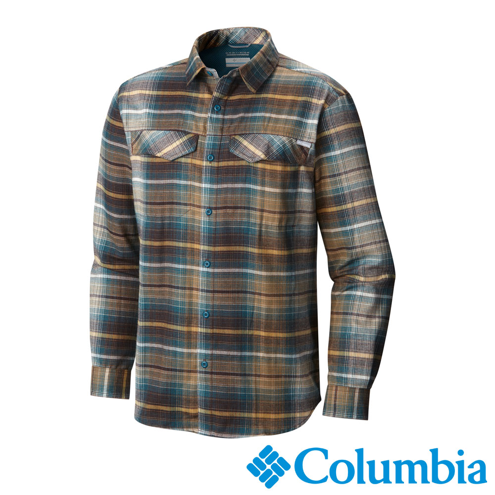 Columbia 哥倫比亞 男款-排快法蘭絨襯衫-褐綠 UAM11720CS