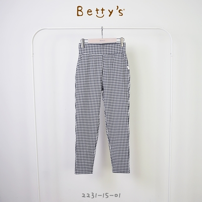 betty’s專櫃款　高腰經典格子直筒褲 (黑色)