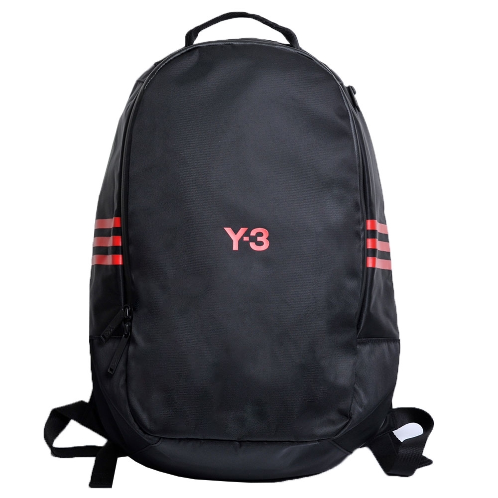 Y-3 3STP BP 紅色品牌字母圖騰LOGO尼龍後背包(黑色)