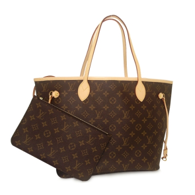 LV M40995 Monogram Neverfull MM 肩背購物包(中型 /米色)