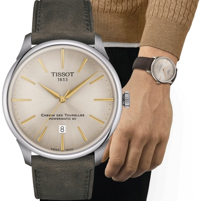 TISSOT 天梭 官方授權 杜魯爾系列簡約紳士機械腕錶-T1394071626100/42mm