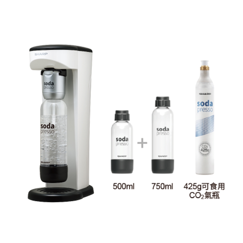 SHARP夏普Soda Presso氣泡水機(2水瓶+1氣瓶) CO-SM1T-W(洋蔥白)