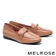 低跟鞋 MELROSE 經典時尚純色金屬飾釦全真皮樂福低跟鞋－米 product thumbnail 1