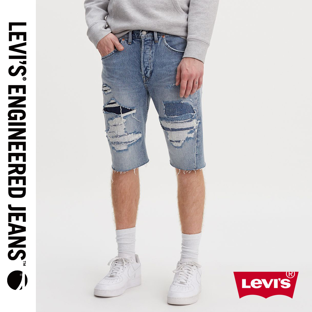 Levis 男款 牛仔短褲 LEJ 3D褲 上寬下窄 502版型 補丁刷破