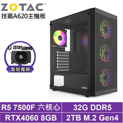 技嘉A620平台[止戰星官B]R5-7500F/RTX 4060/32G/2TB_SSD