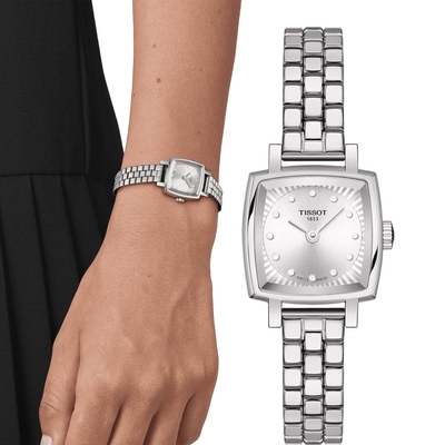 TISSOT 天梭 官方授權 LOVELY SQUARE 動人心弦雙針鑽石女錶-T0581091103601