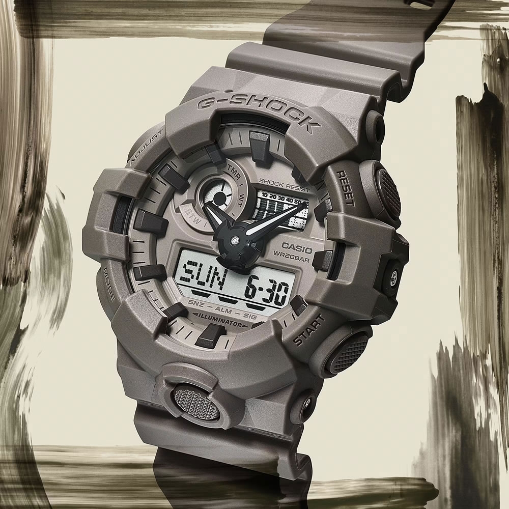 CASIO卡西歐 G-SHOCK 大地色系 OUTDOOR風格 山岩棕 大錶徑 雙顯系列 GA-700NC-5A_53.4mm