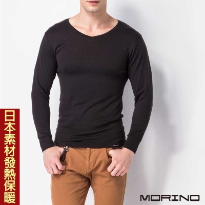 MORINO摩力諾 日本素材發熱衣長袖T恤(黑灰色)