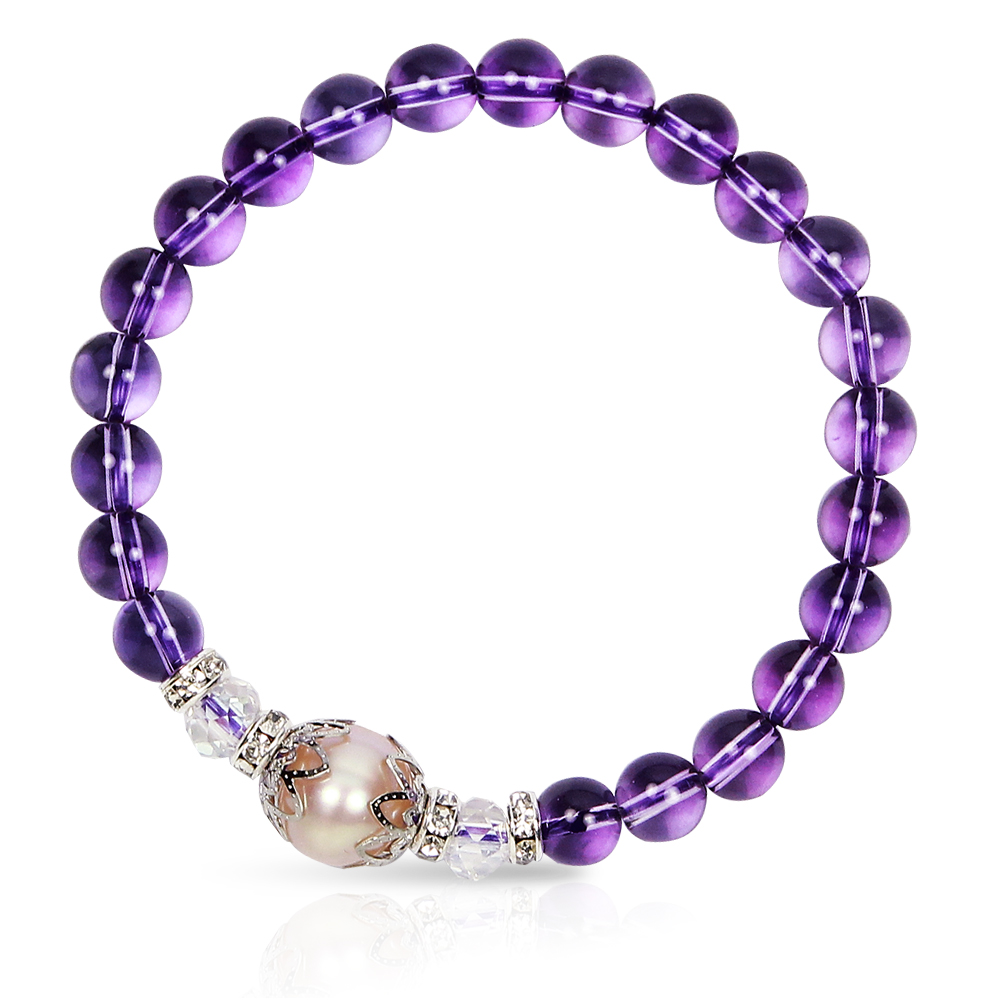 A1寶石 紫水晶手鍊/紫晶/（珍珠）能量晶鑽水晶手鍊(加贈淨化手鍊白水晶一包)
