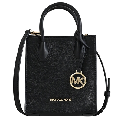 MICHAEL KORS MERCER 經典MK荔枝皮革迷你兩用手提包/紙袋包(黑)