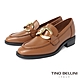 Tino Bellini 義大利進口金屬雙環鍊飾牛皮小低跟樂福鞋-棕 product thumbnail 1