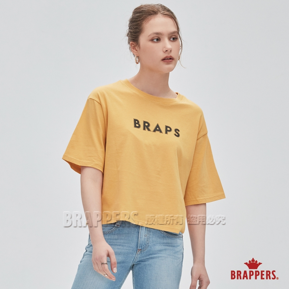 BRAPPERS 女款 BRAPS印花短版寬T-黃