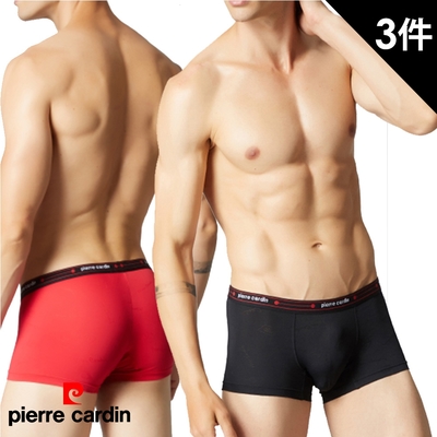 【pierre cardin 皮爾卡登】琱絲低腰平口褲(三件組)-混色