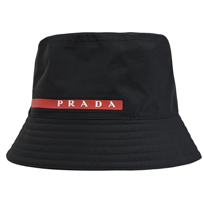 PRADA 品牌LOGO印花設計尼龍漁夫帽/遮陽帽(黑)